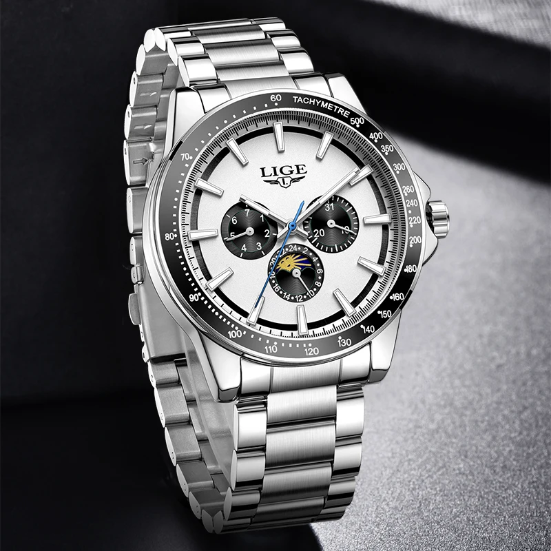 LIGE 2026 ساعات فاخرة جديدة للرجال موضة الأعمال كوارتز ساعات المعصم الرياضية مقاوم للماء مضيئة الصلب ساعة رجالي Reloj Hombre