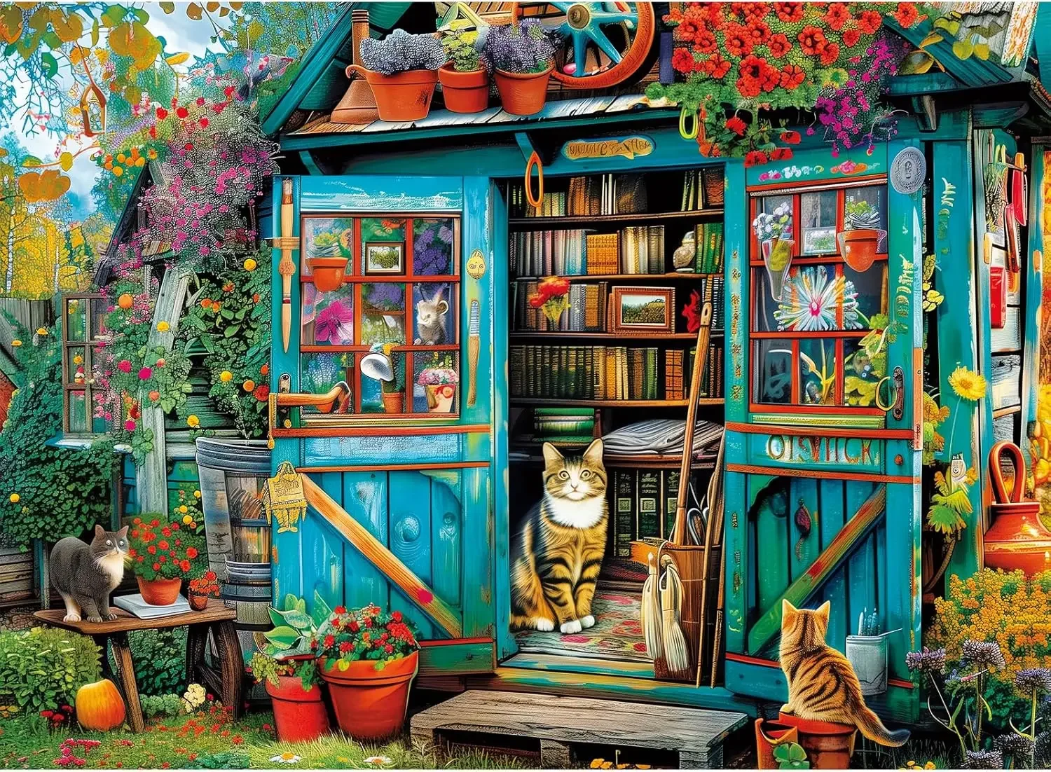 

﻿ Wooden Puzzle 1000/300/120 Piece for Book House Jigsaw Puzzle Bedroom Gameroom Livingroom Home Decor Birthday Party Gift