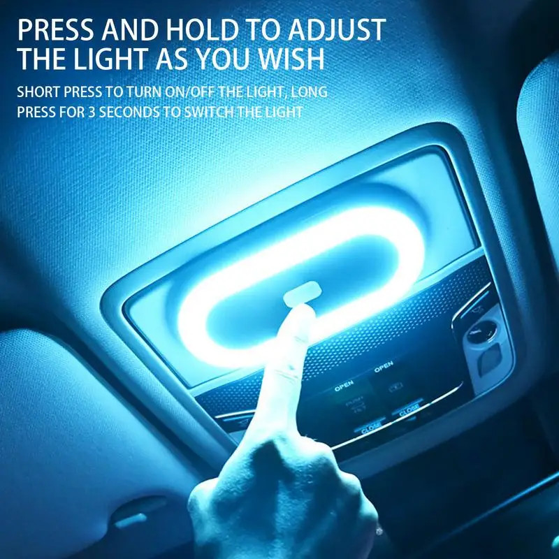 Car LED Light USB Rechargeable USB Car Lighting Ceiling Reading Light Double Colors Car LED Ambiance Light Car Roof Reading Lamp - Image 3