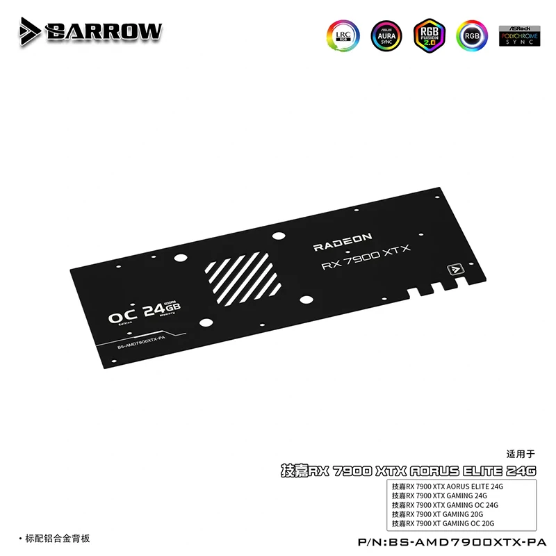 BARROW Water Block For Gigabyte RX 7900 XTX GAMING,AORUS ELITE 24G,7900 XT 20G GAMING OC Card Cooler,BS-AMD7900XTX-PA