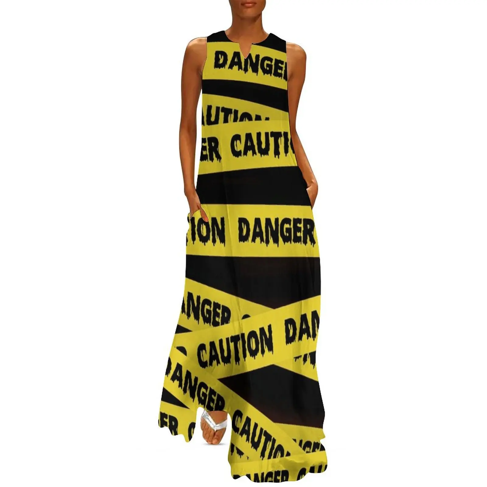 

Caution Tape Danger Crime Scene Tape Long Dress dresses summer summer dress woman 2025 trendy Dress