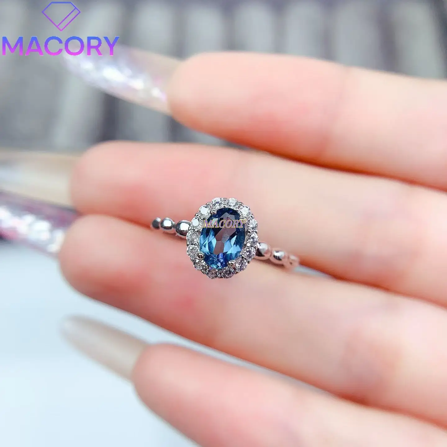 

Женское кольцо с натуральным лондонским синим топазом, стерлинговое серебро 925 пробы, модный новый классический стиль с сертификатом