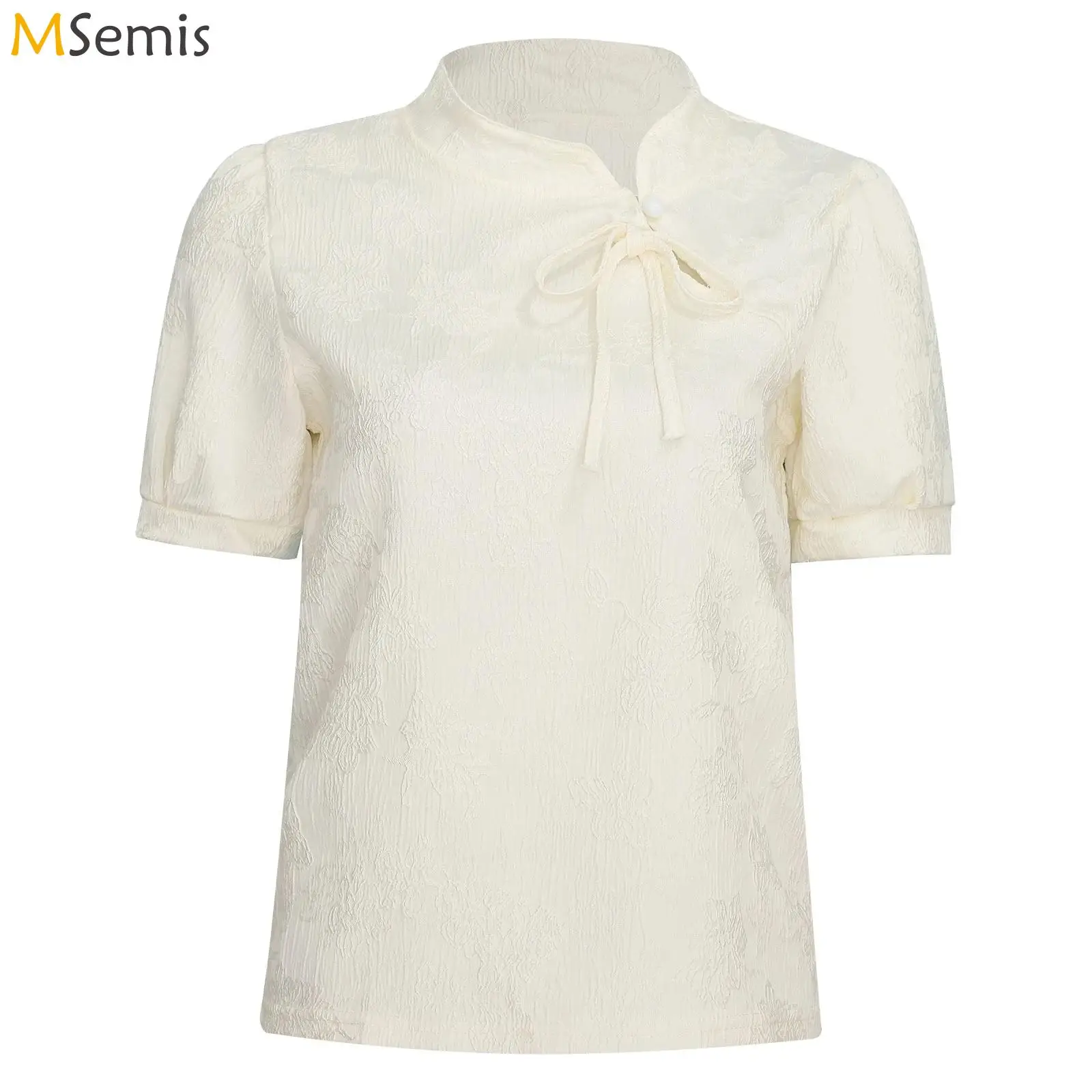 

Traditional Chinese Clothing Top Delicate Jacquard Neo-Chinese Style Top Short Sleeve Side Chines Button Shirt Horse Face Skirt