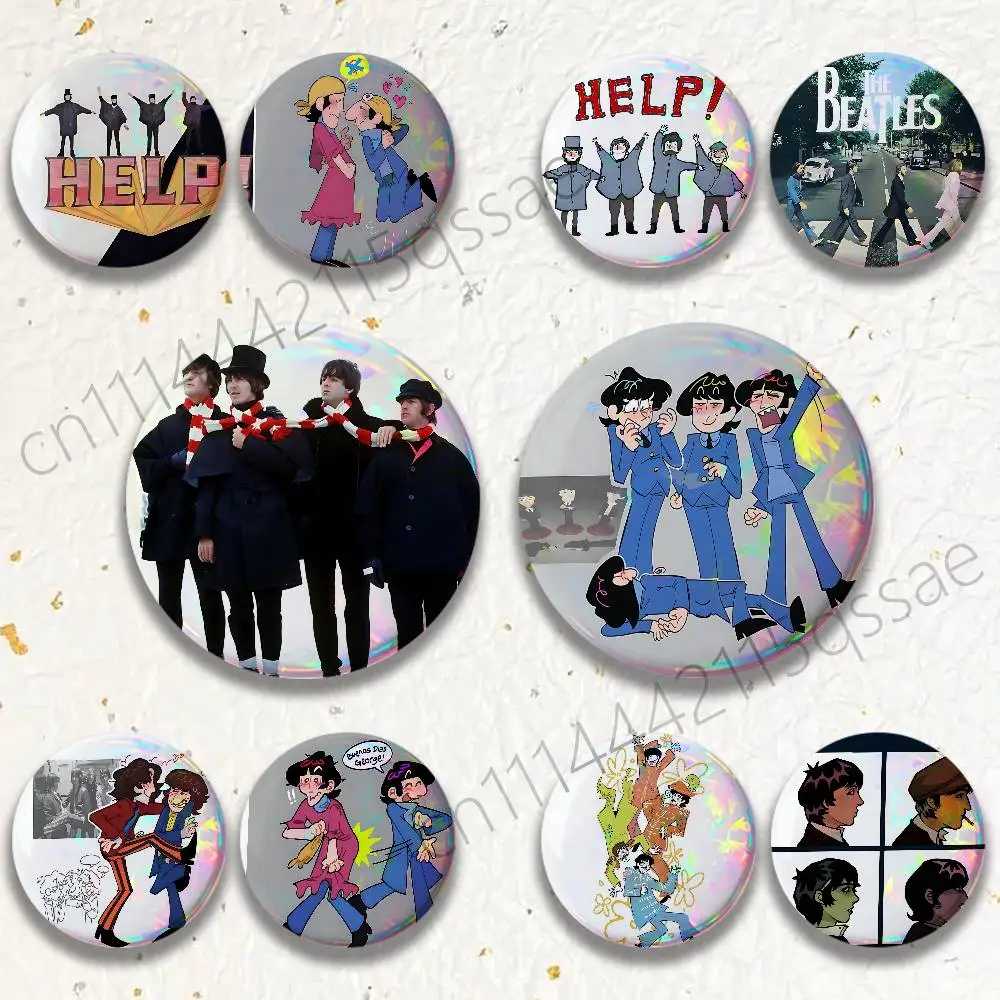 The B-Beatles B-Band HELP 25/32/44/58/75mm Badges Tinplate Soft Button Pin Brooch Metal Badge Custom Accessories Hat Bag Lapel