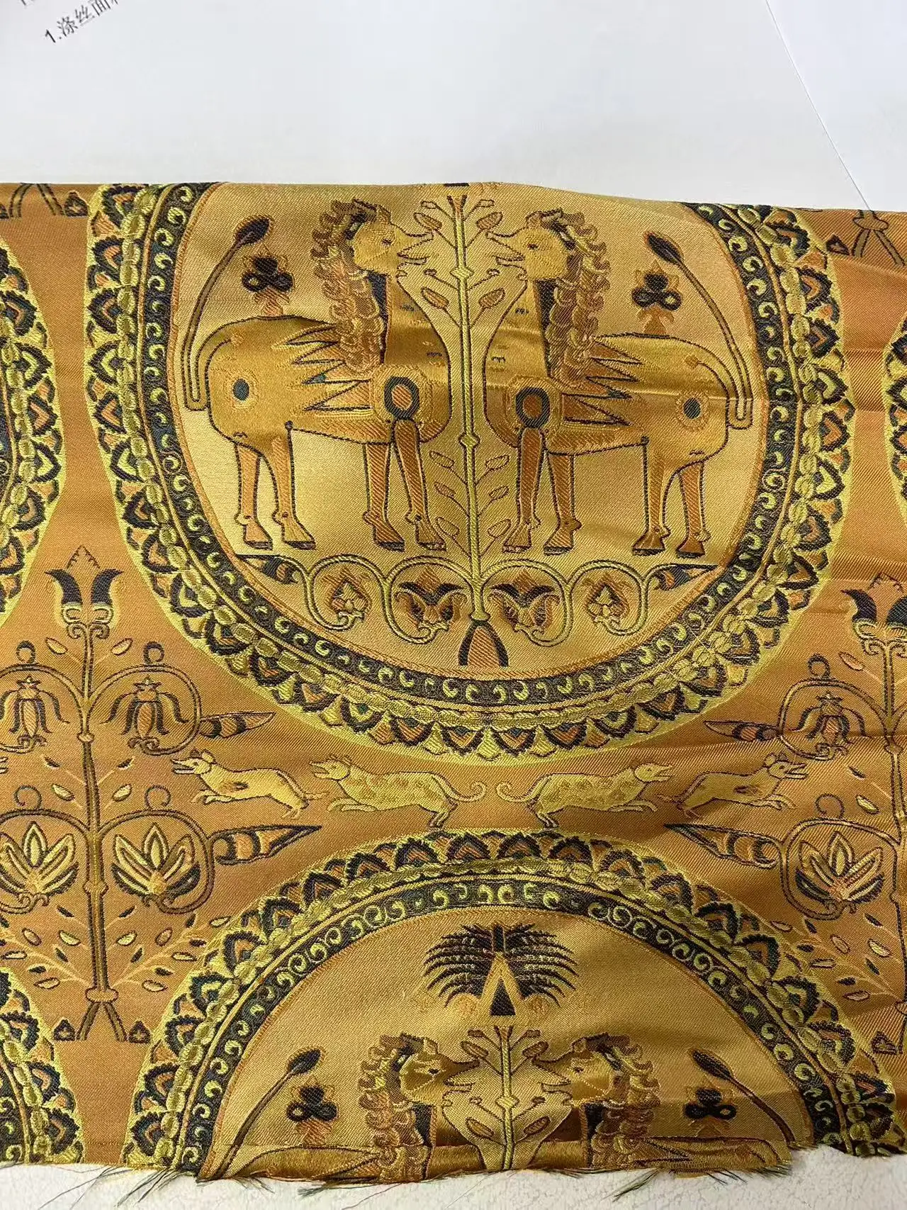 7th-8th century Tang Dynasty Silk Road restored fabric group nest to phoenix opaque 100% silk brocade