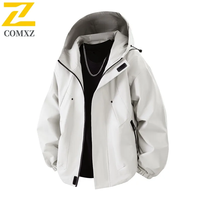 

COMXZ Мужская куртка Классическая с капюшоном Уличная альпинистская ветрозащитная куртка Уличная модная комфортная легкая осенняя мужская одежда