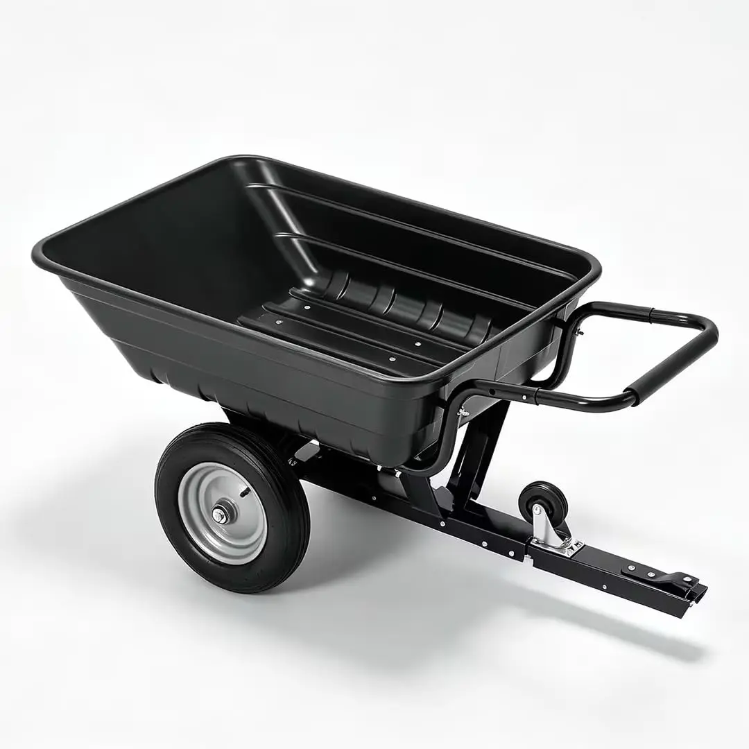 2-in-1 Dump Cart, 500 LBS Heavy Duty Tow Behind Poly Utility Trailer