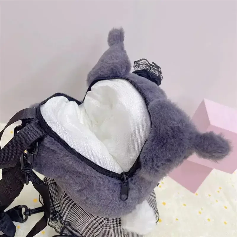 Sanrio Kuromi-mochila de muñeco de peluche con dibujos animados, monedero portátil My Melody, mochila de felpa suave, juguetes para niñas y niños, regalos de vacaciones