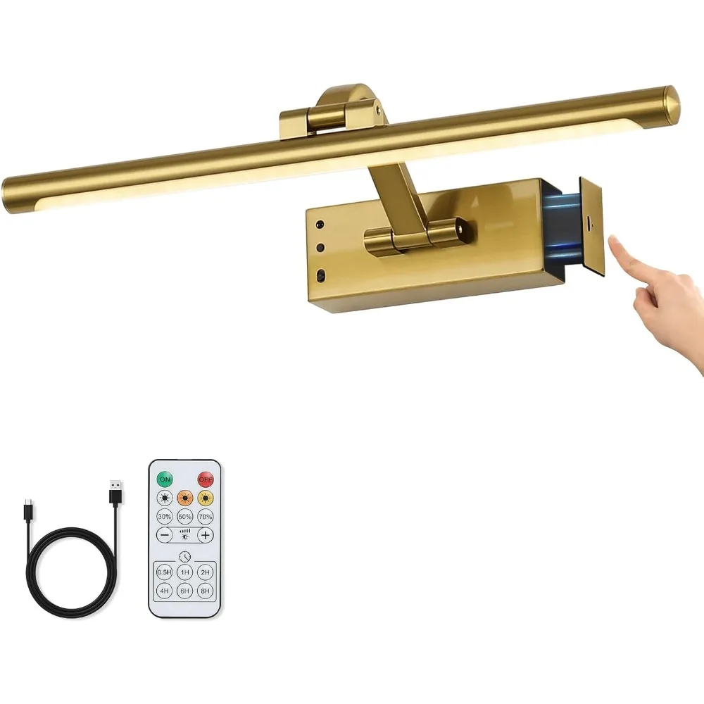 Wireless Picture Light Battery Operated Dimmable Art Light with Remote Rotatable Gallery Light for Paintings Display