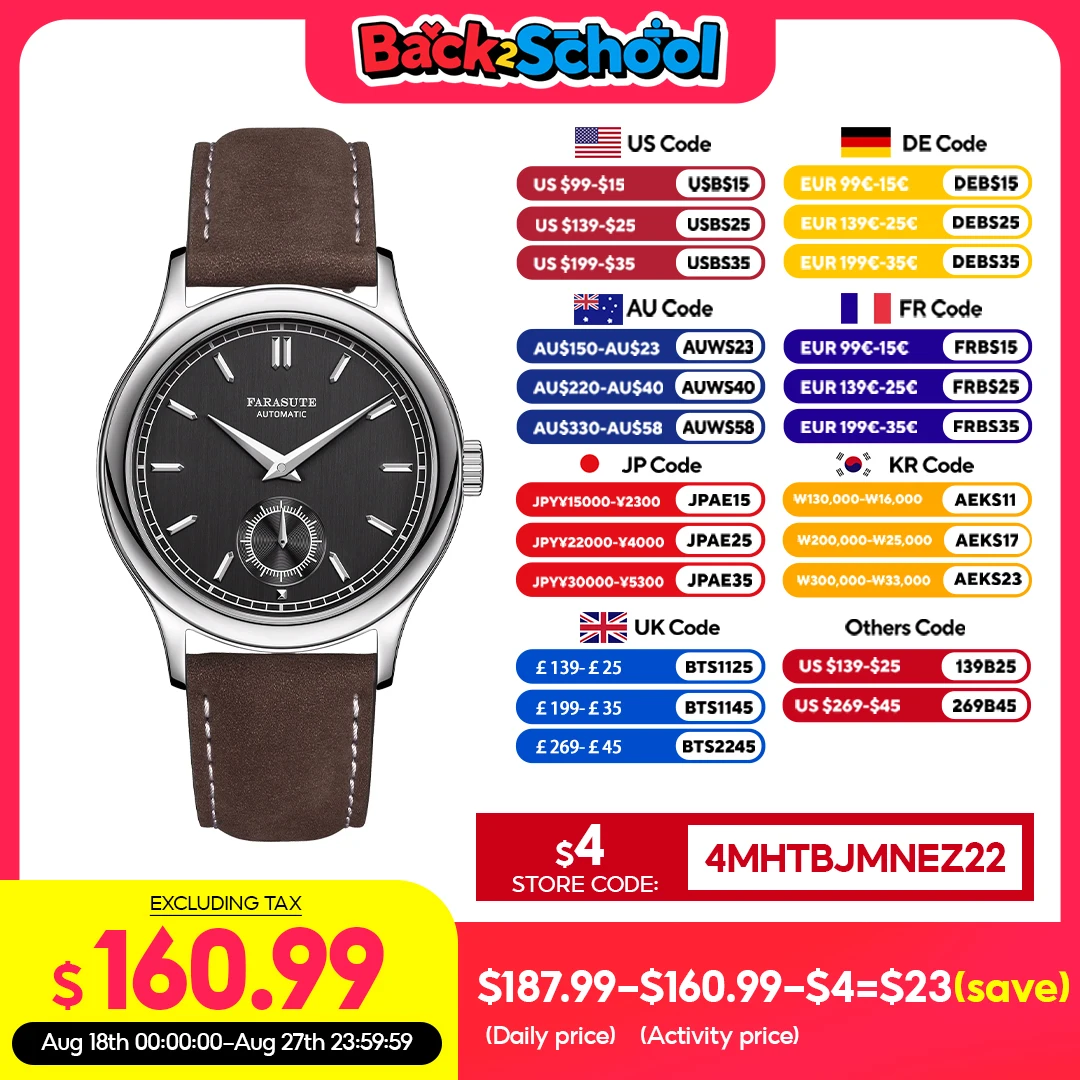 

FARASUTE Automatic Mechanical Watch 316L Stainless Steel Case Hangzhou Customized Movement Small Second Hand Dial reloj hombre