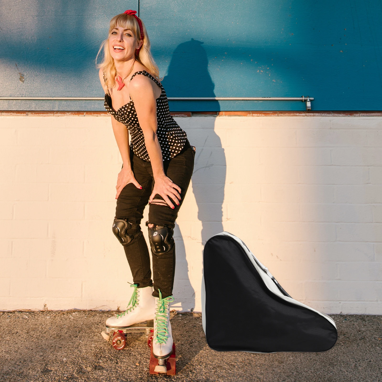 

Roller Skates Bag Storage Pouch for Inline Skate Accessories Simple Black Reusable Portable Eco Friendly Long Lasting