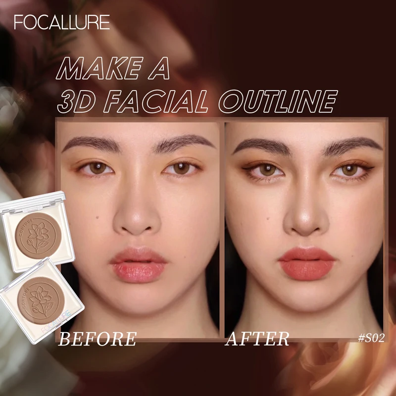 FOCALLURE-paleta de polvo resaltador para contorno de cara, bronceador, iluminador brillante, resistente al agua, maquillaje resaltador de cara brillante