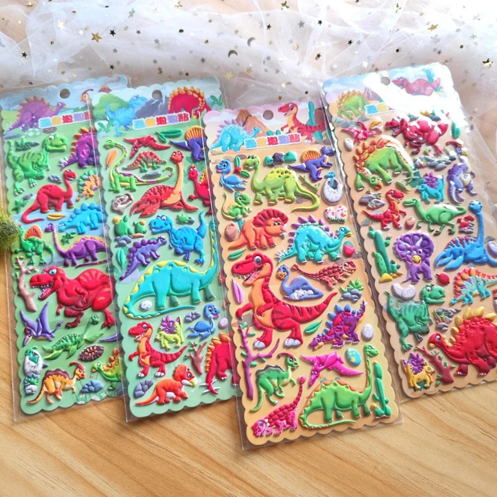 

4 шт. детские наклейки с героями мультфильмов «Парк динозавров Юрского периода» для мальчиков — многоразовые наклейки из пены EVA с несколькими дизайнами