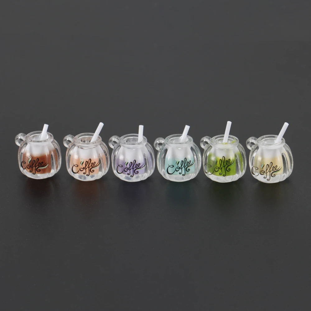 10pcs/lot Cute Coffee Cup Charms 3D Resin Bottle Mug Pendants for Earrings Necklace Keychain DIY Jewelry Making Supplies