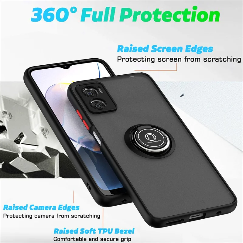 For Motorola Moto E22 E22i Case Shockproof Armor Matte Phone Case For MotoE22 E 22i E22 i Magnetic Ring Stand Holder Back Cover