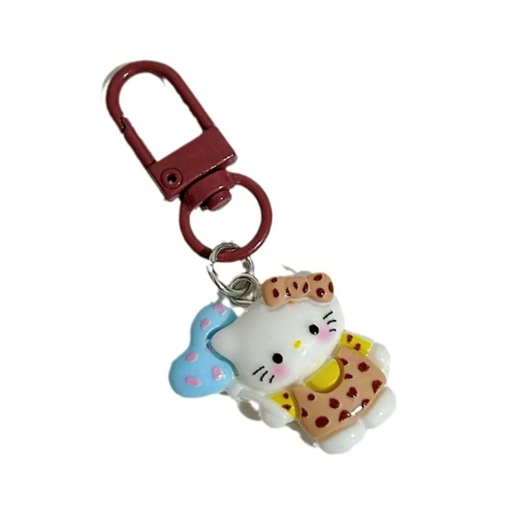 Sanrio Hello Kitty Leopard Print Love Series Personality Keychain Kawaii Girl Y2k Funny Cat Bag Hanging Bestie Gift Accessories