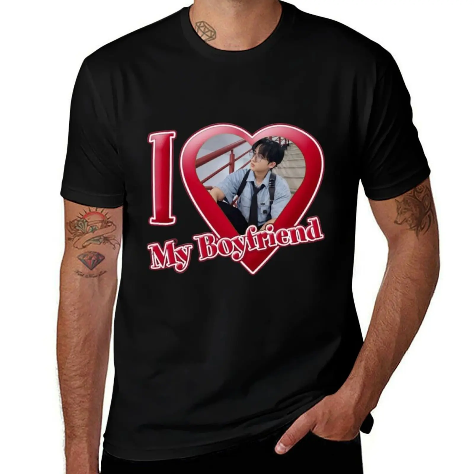 

I love my boyfriend (Changbin) T-Shirt t shirt man cotton t shirts for man slim fit t shirts with prints T-Shirt