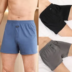 Ropa interior de Aro para hombre, pantalones de pijama de algodón puro alargados, pantalones de esquina plana, sueltos y cómodos para uso doméstico, un par de tres