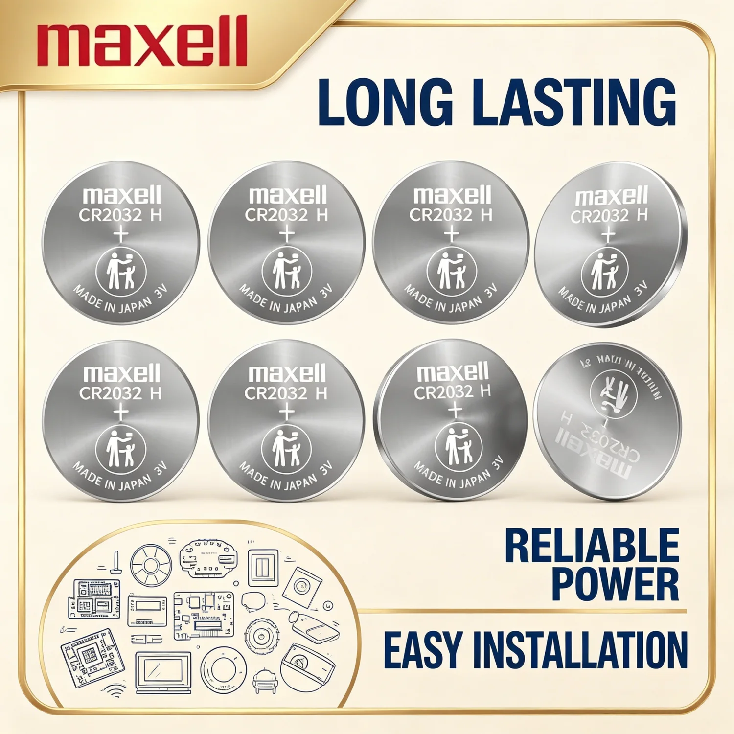 MAXELL 5PCS CR2032H 2032 240mAh High Capacity 3V Button Cell Battery Computer Motherboard Battery Replaces CR2032 LIR2032 ML2032
