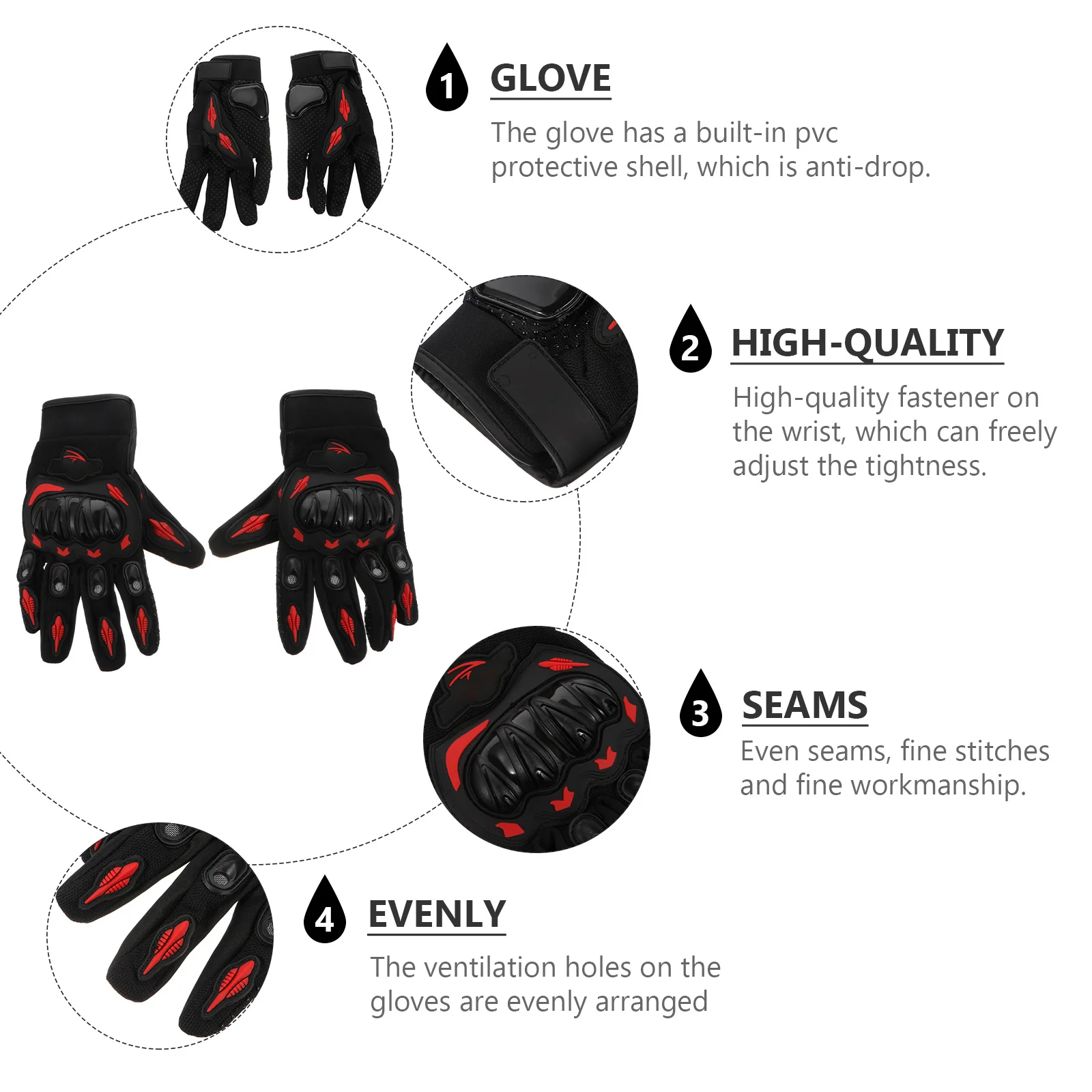 

1Pair Sports Gloves Windproof Outdoor Full Fingers Anti-Skid Comfortable Heat Dissipation Perspiration Red Sports Gloves
