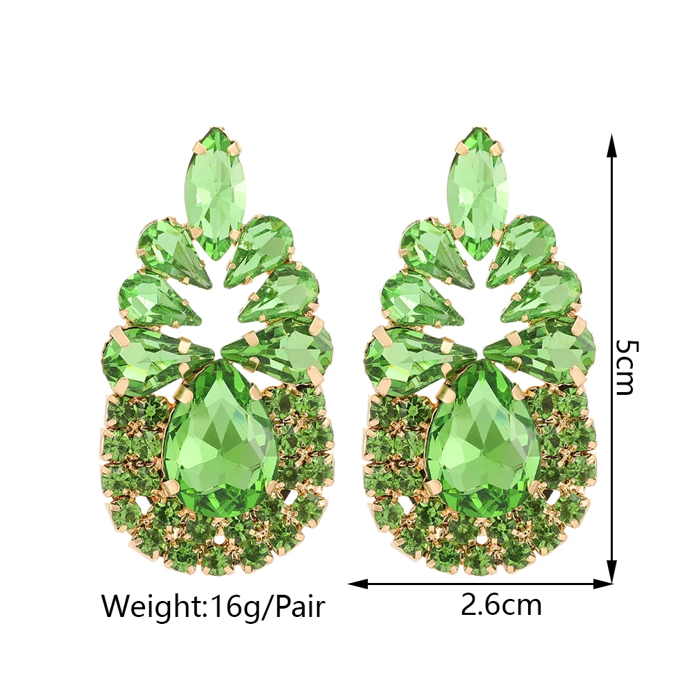 New Fashion Rhinestone Pineapple Piercing Earrings For Women Luxury Designer Geometric Hot Pink Jewelry Party Accessories Gifts