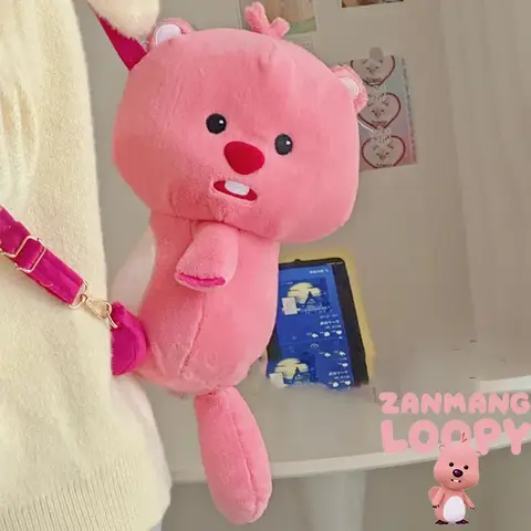 Zanmang 루피 애니메이션 봉제 배낭, 귀여운 만화 3D 인형, 카와이 비버 쇼퍼 숄더백, 크리스마스 장식 선물, 2023 신제품