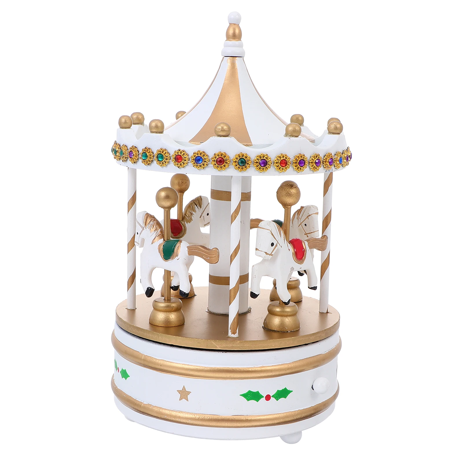 

Carousel Music Box Wooden Tabletop Ornament Fine Design Romantic Present Home Decoration Christmas Gift Music Box