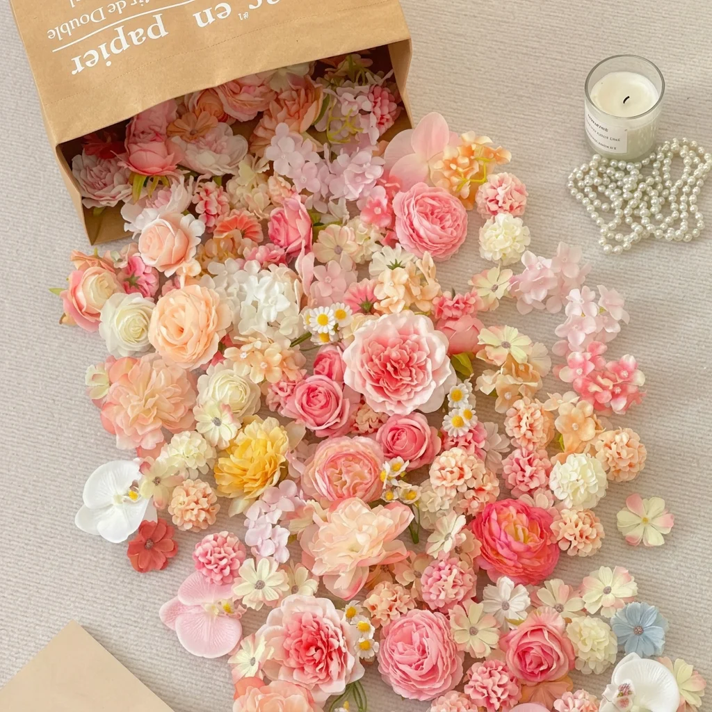Paper Fake Flowers Textured Artificial Flower Heads Mixed Floral Supplies Colorful Faux Flower Decor For Photography Props Home