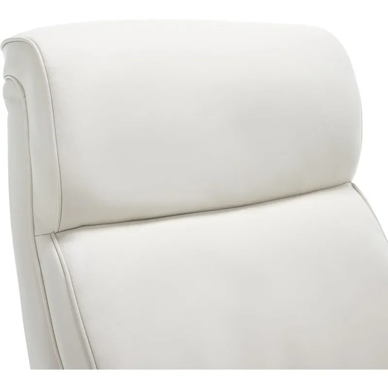 Silla de ordenador ergonómica de Espalda alta ajustable para oficina ejecutiva con soporte Lumbar, acabado de latón, cuero unido blanco marfil