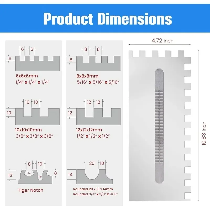Rubber Grip Stainless Steel Masonry Tool Kit For Building Wall And Floor Renovation