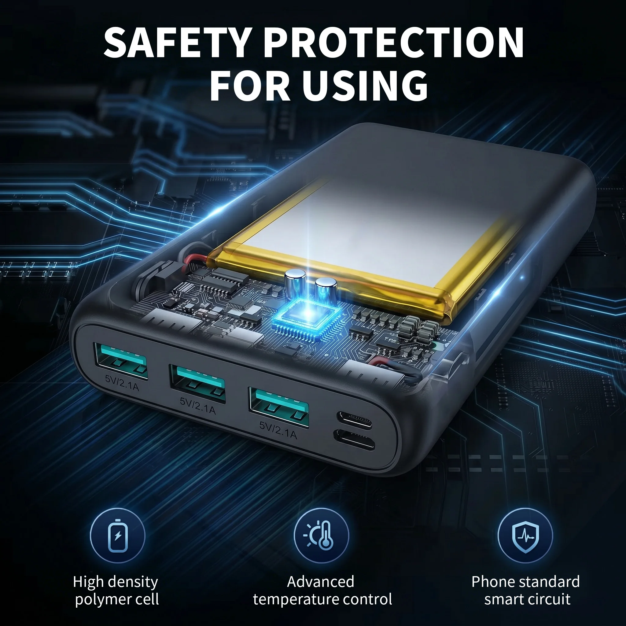 36800mAh High Capacity Power Bank 18W PD Fast Charging Portable Charger USB C 4 Outputs 2 Inputs External Battery Pack Heavy Duty Travel Power For Samsung Galaxy S26 S25 S24 Ultra Google Pixel LG iPhone 17 16 15 Pro Max Plus - view 5