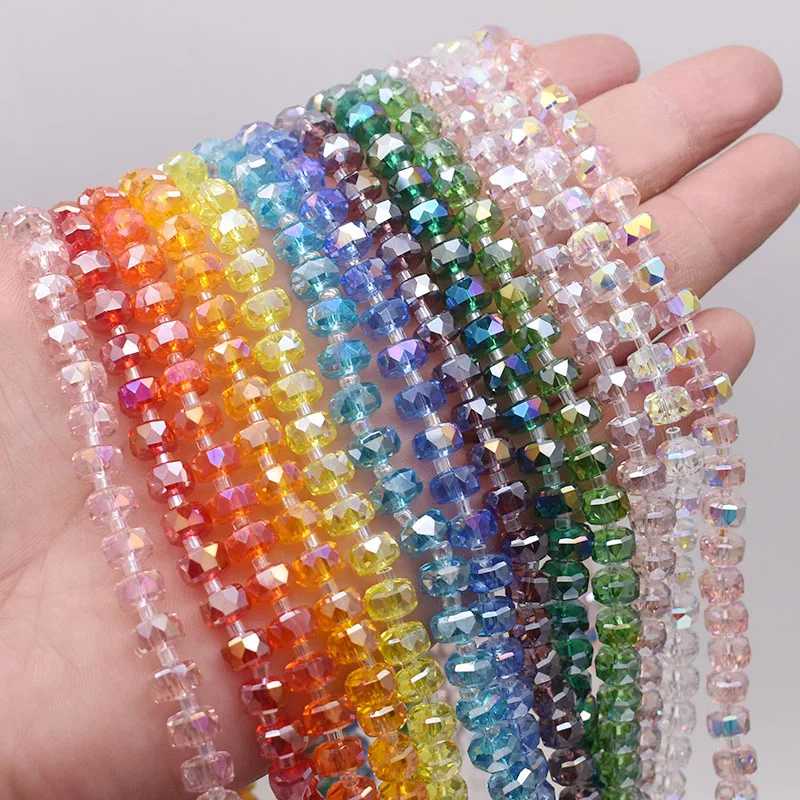 New Color 8mm 30pcs/bag Wheel Shape Crystal Glass Beads Faceted Round Glass Loose Beads For Jewelry Making DIY Bracelets