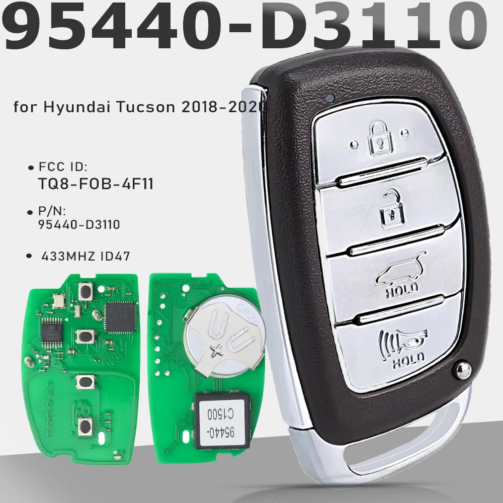 

KEYECU 95440-D3110 TQ8-FOB-4F11 Smart Remote Key FOB Keyless Go 434MHz ID47 for Hyundai Tucson 2018 2019 2020