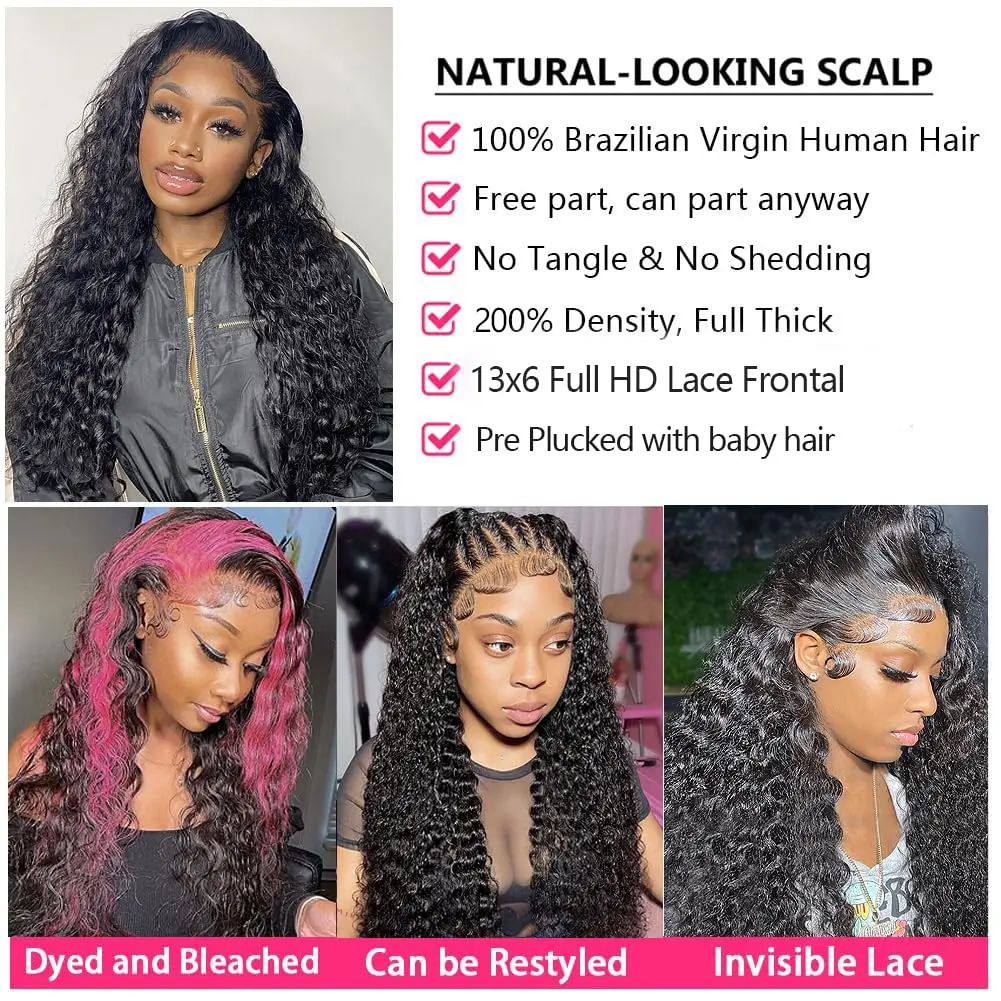 Lemoda 30 بوصة 13x6 كامل الدانتيل الباروكات الأمامية 200% الكثافة 15A موجة عميقة الباروكات شعر الإنسان HD الدانتيل الباروكات الأمامية قبل قطعها شعر مستعار