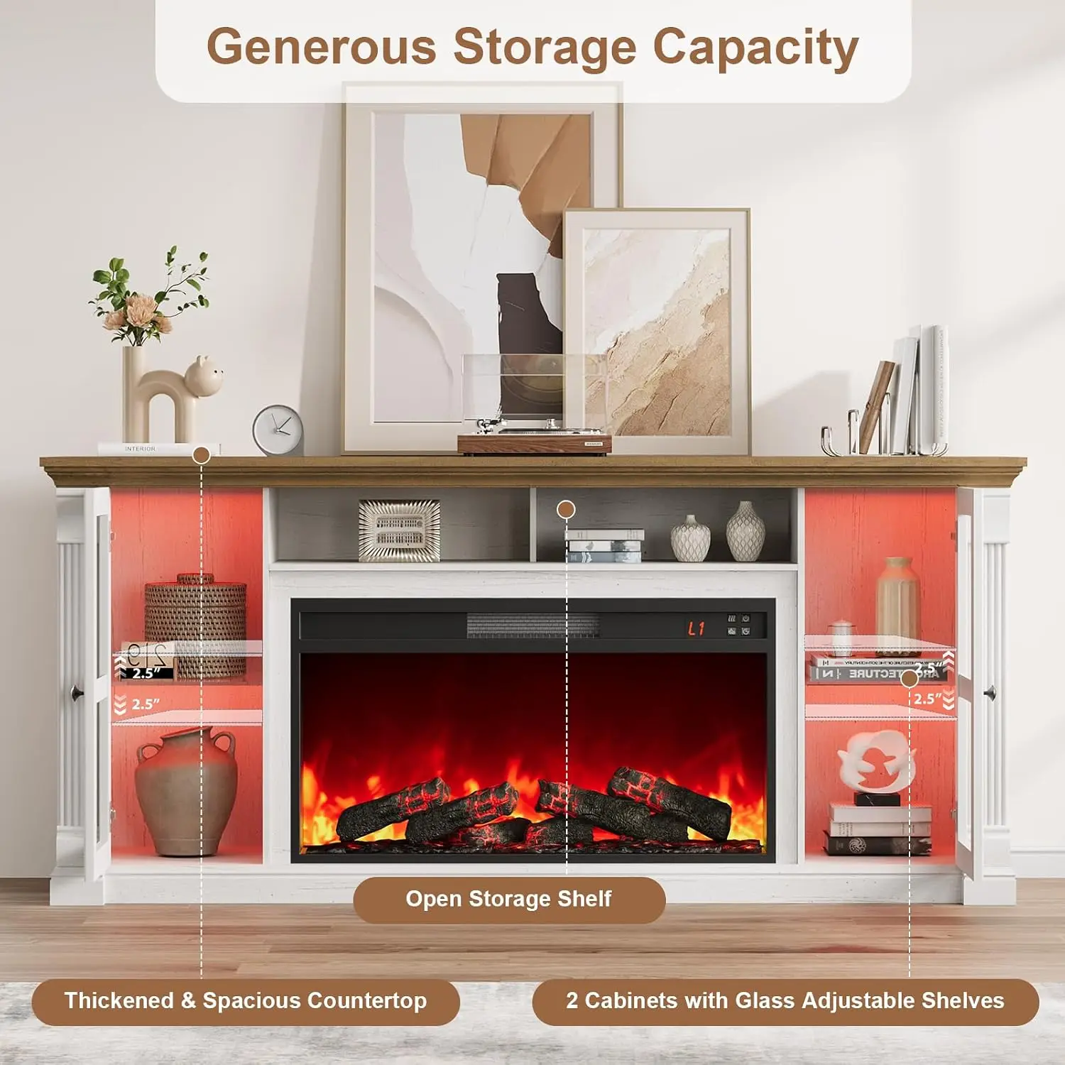 Fireplace TV Stand Up to 80