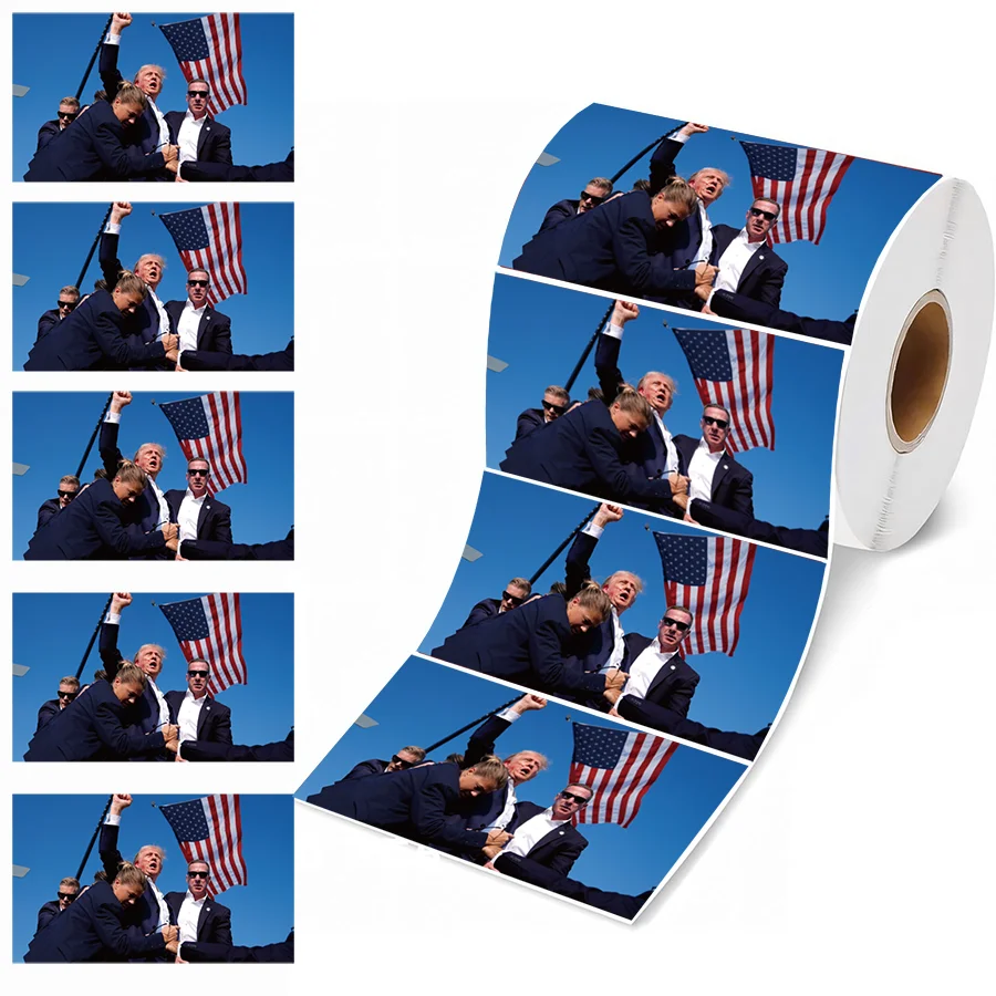 2024 Rollo de pegatinas Donald Trump 200 piezas - Calcomanías divertidas de la bandera estadounidense de las elecciones presidenciales de EE. UU.