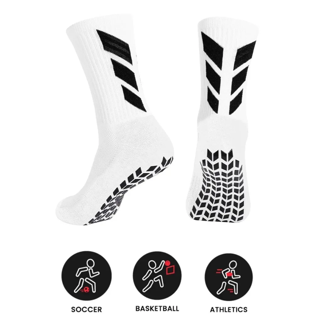 Men Cotton Blend Anti-Slip Sports Socks Breathable Comfort Football Socks for Yoga Training Hospital Daily Wear 1 Pair