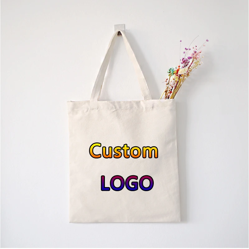 

Customized LOGO Canvas Bag DIY Women’s Shopping White Bag Personalized Gift Shoulder Bags Print Own Design Pattern Animation