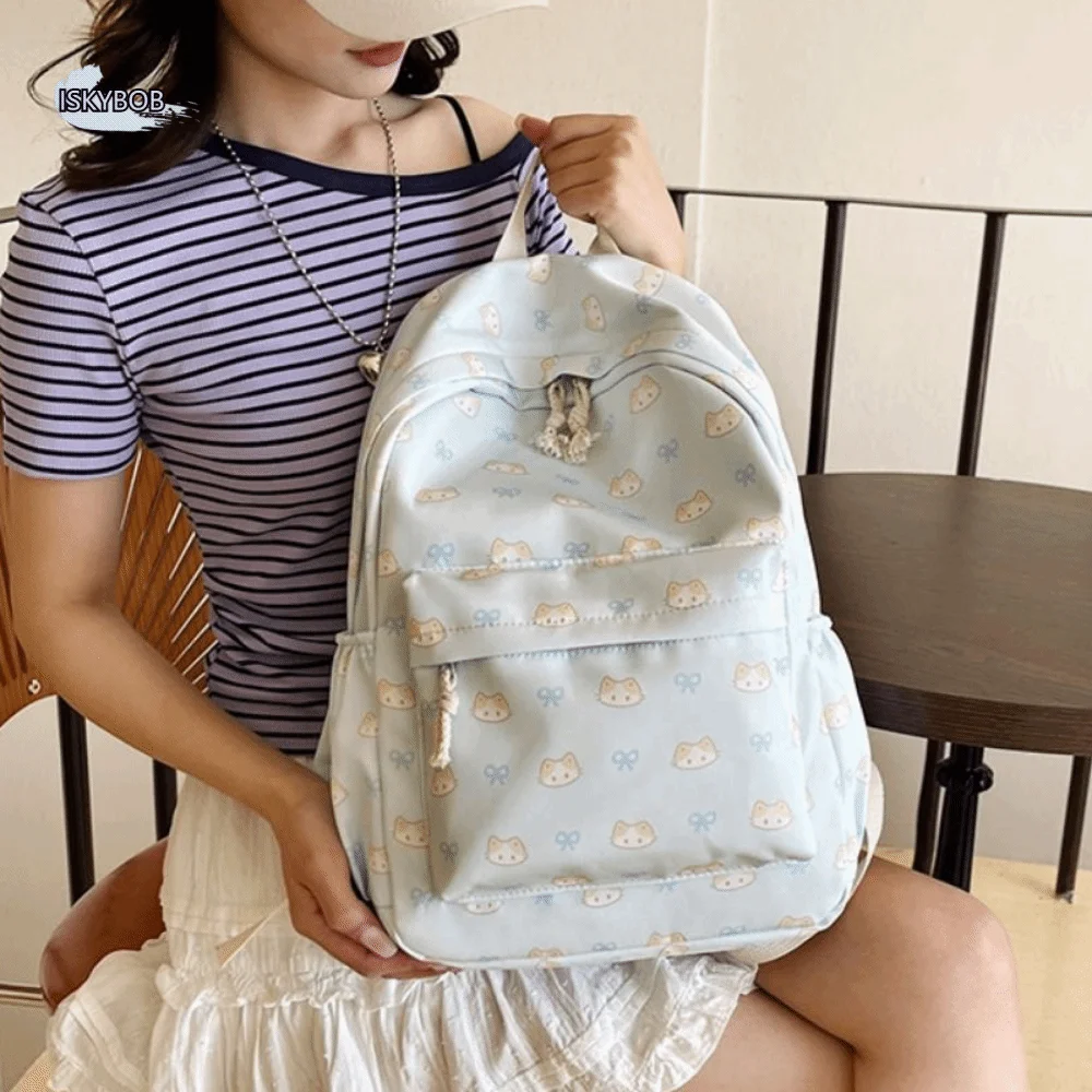 

Creative Students School Bags Cute Lightweight College Student Backpack Breathable Zipper Closure Cartoon Shoulder Bag Children