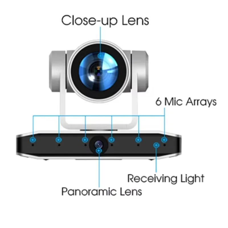 독특한 4K 음성 추적 PTZ 회의 카메라 12배 광학 줌 라이브 스트리밍 화상 회의 그룹 POE HDM IP 회의실