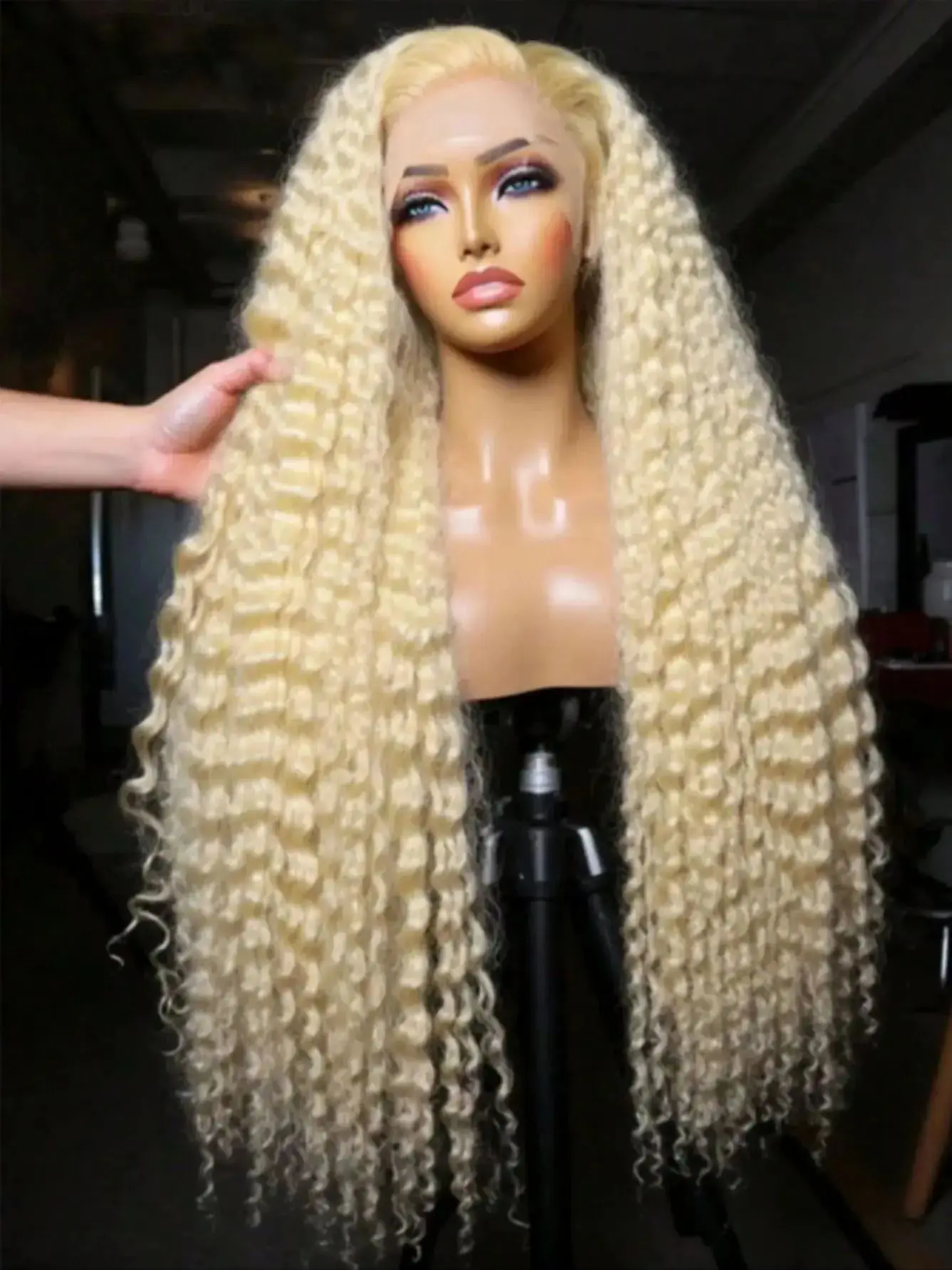 38 Inch pruiken van echt haar, blond, kantfront, diepe wave, 613 blond, 13x6 hd kant, echt haar, voorgeplukt met natuurlijke haarlijn - afbeelding 2