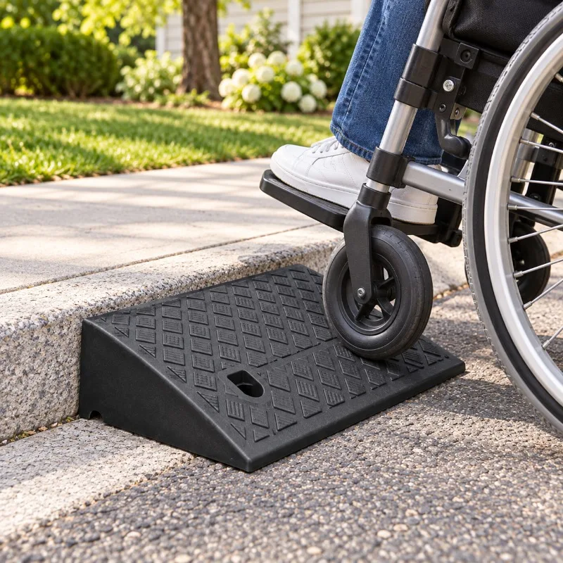 1-2PCS 9CM Plastic Kerb Ramp Non-Slip Threshold Ramp for Cars Bicycles Wheelchairs Driveways Smooth Curb Transition Access
