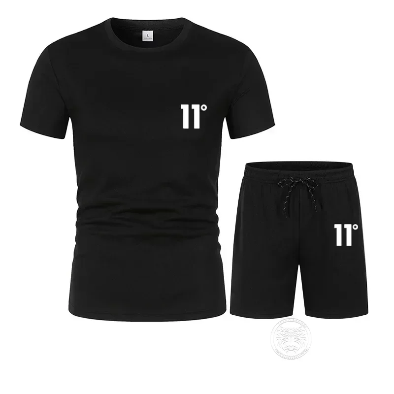 2024New Summer Short Sleeve T-Shirt Set Men Quick Dry T-shirt + Shorts Male Fitness Competition Training T-shirt Tracksuit Male