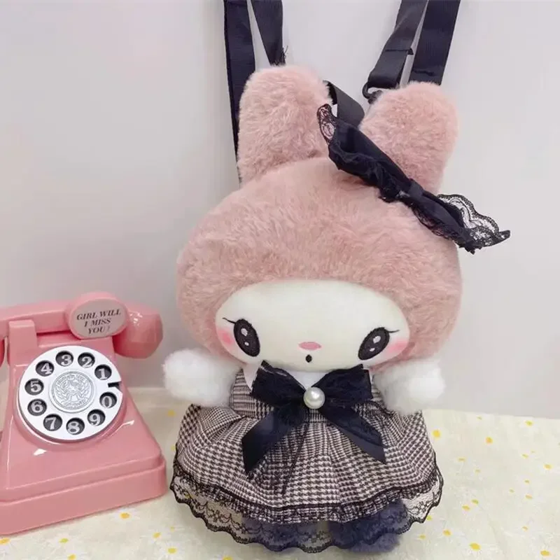 Sanurgente Kuromi-Sac à dos en peluche portable, sac à dos beurre, mignon, dessin animé, ma mélodie, porte-monnaie, doux, jouets pour filles et enfants, cadeaux de vacances