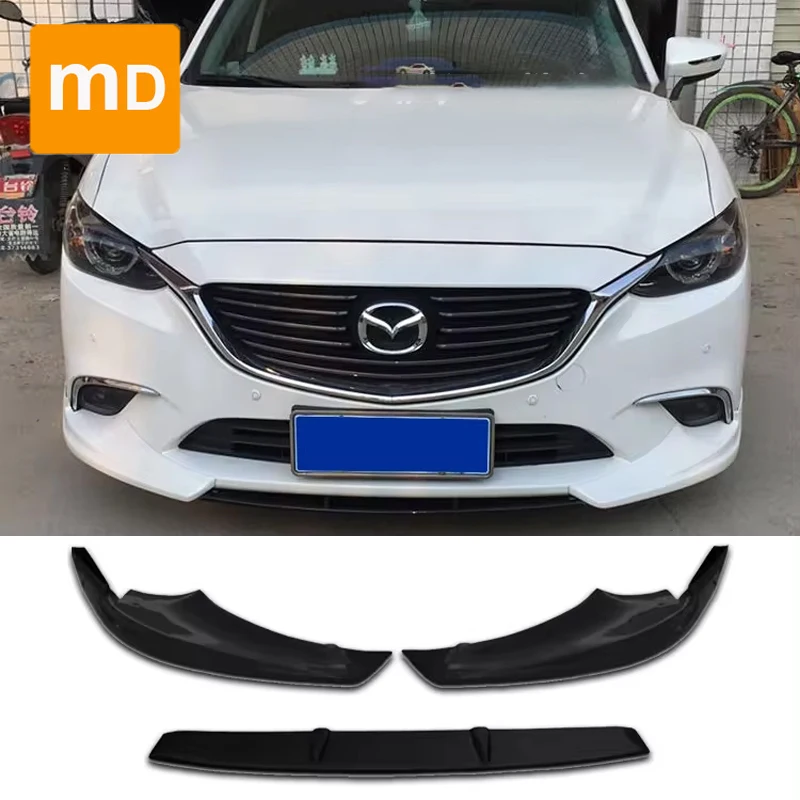 MV type Glossy Black Front Bumper Lip Diffuser Spoiler Splitter Body Kit Guards For 2017-2019 Mazda Atenza Car Accessories