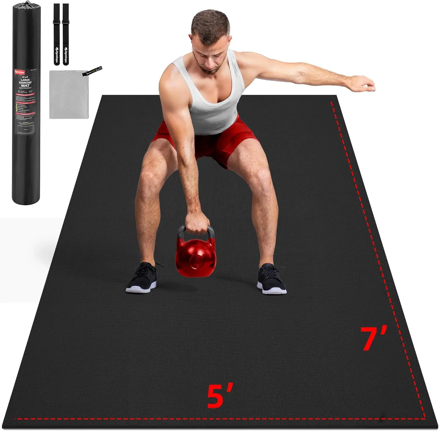 Estera de ejercicio grande de 10'x6'/9'x6'/8'x6'/7'x5'/6'x4'(8 mm) de espesor para gimnasio en casa, MMA, HIIT, levantamiento de pesas
