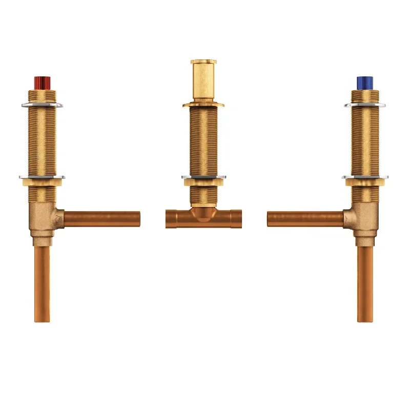 Brass Double Handle Three Hole Bath Valve, Adjustable 1/2 Inch