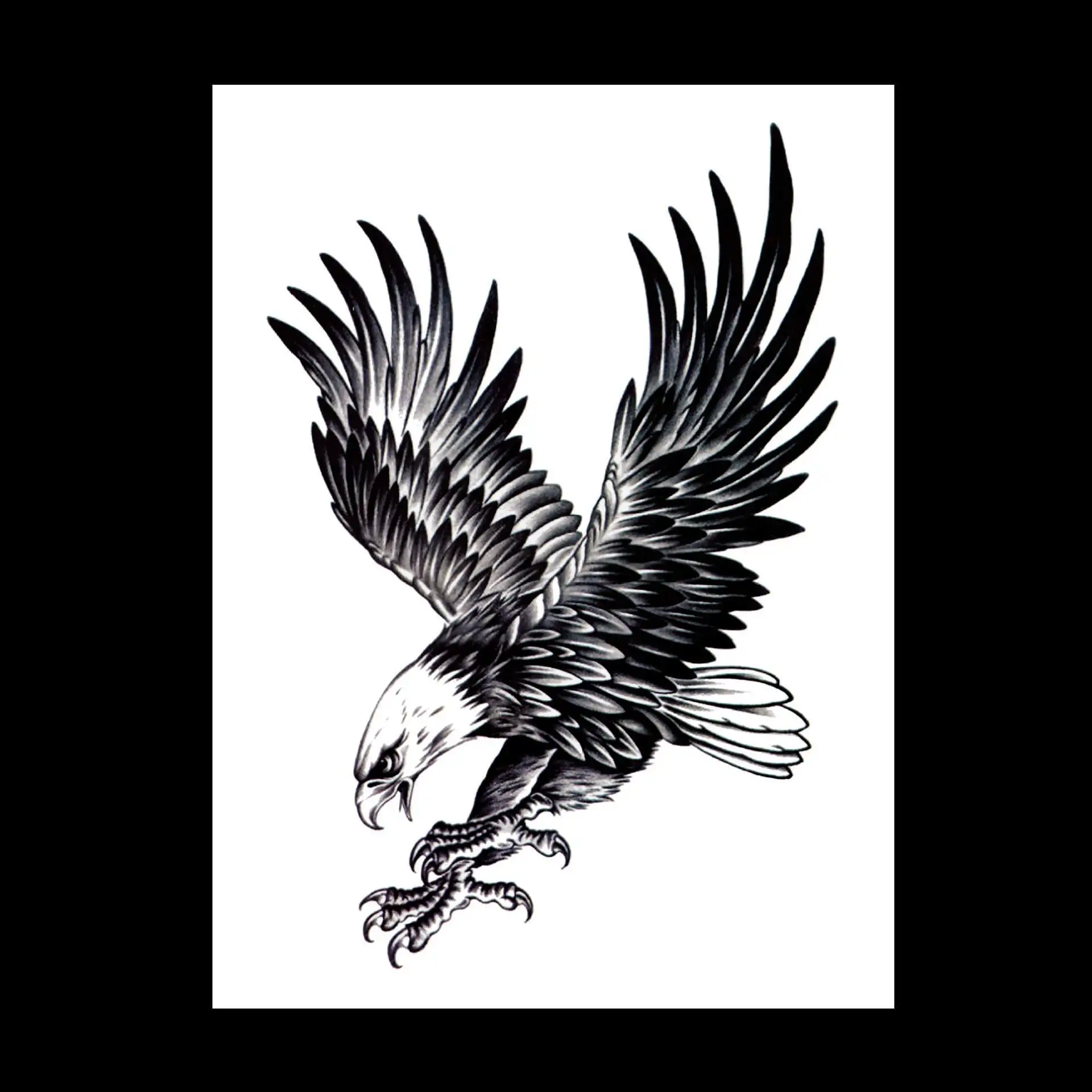 Retro style large flower arm bald eagle pattern temporary waterproof tattoo stickers party men tattoo stickers