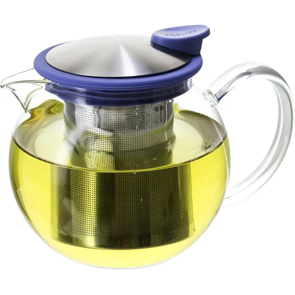 

Морской синий стеклянный чайник на 750 мл (25 унций) с корзинчатым инфузером