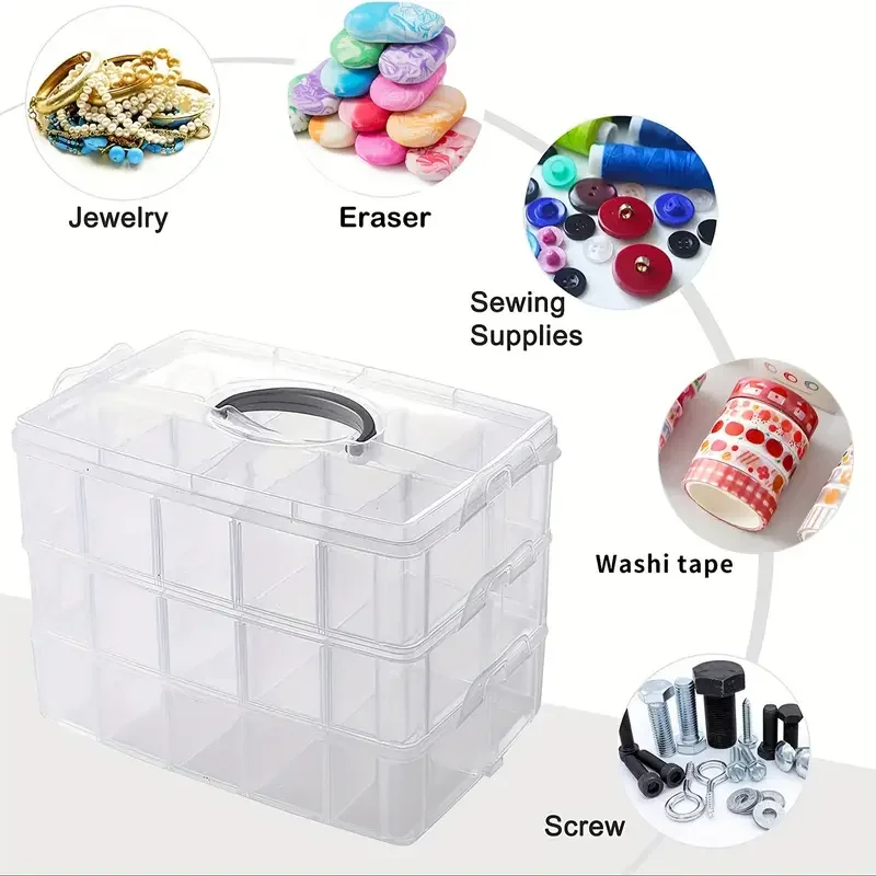 1/2/3/4-Layer  Stackable Storage Box Things Crafts Storage Box Adjustable Compartments Organizing Jewelry, small accessories